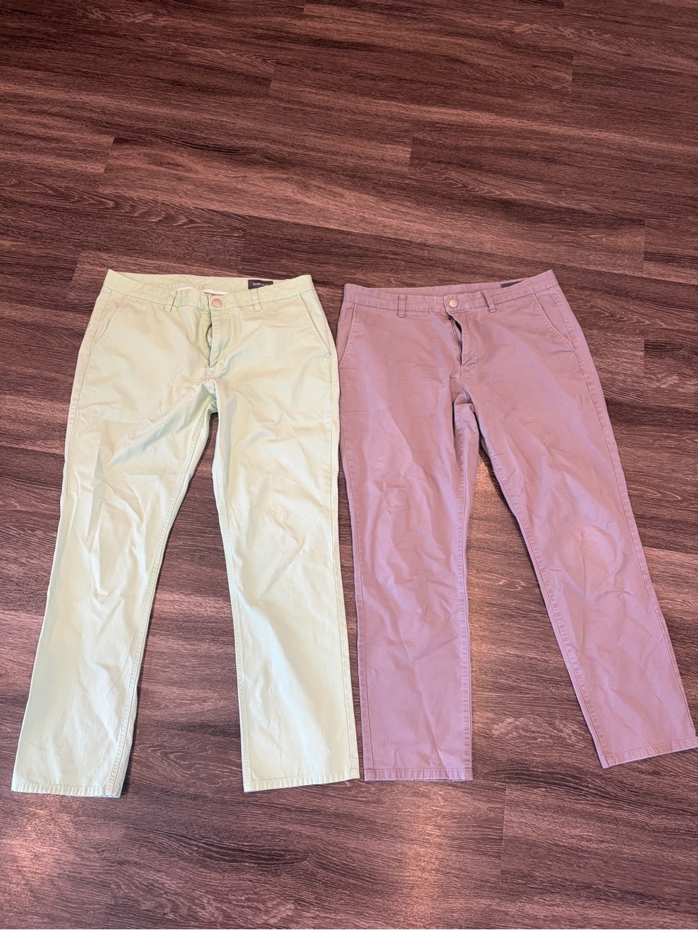 Men's Casual Chino Pants in Mint Green and Lavender - Classic Fit, Set of 2